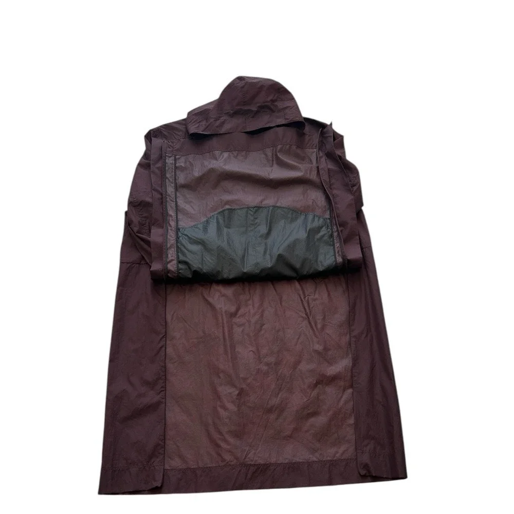 COS Men's Large Hooded‎ Packable Lightweight Anorak Dark Burgundy Purple/Black